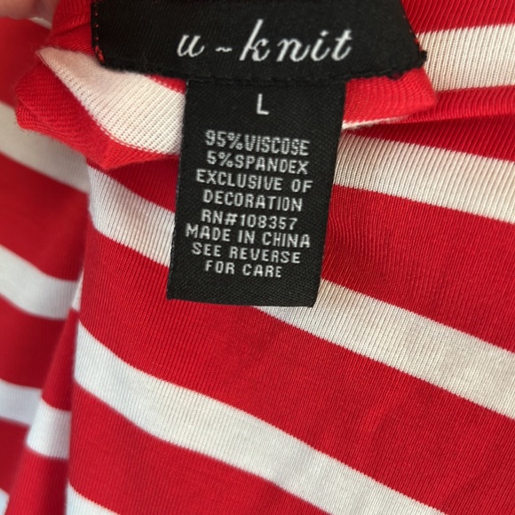 Red and white striped long sleeve top with silver studs - Picture 7 of 7